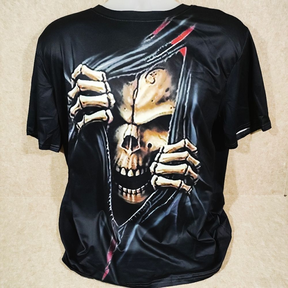 Digital 3D Skeleton Graphic Short Sleeve Mens Large T-Shirt #H